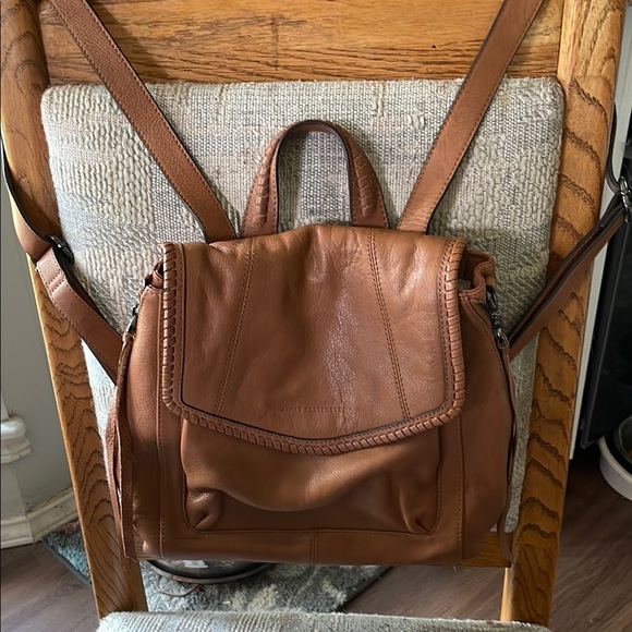 Aimee Kestenberg Tan Leather Backpack with Braided Trim - Picture 11 of 13